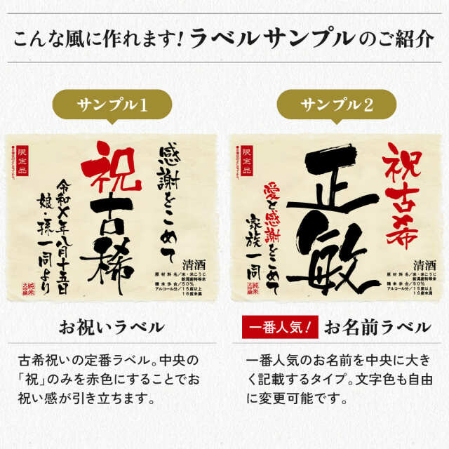 古希のお祝いに】メモリアル新聞付き名入れ日本酒720ml≪紫式部≫【純