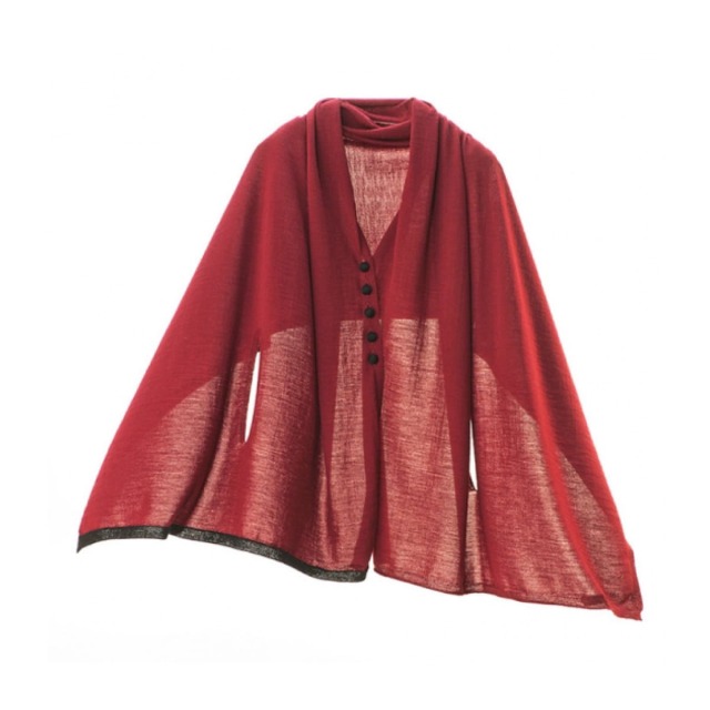 極美品 Luigi Botto製 高級メリノウール ラメ刺繍 大判ポンチョ 3L