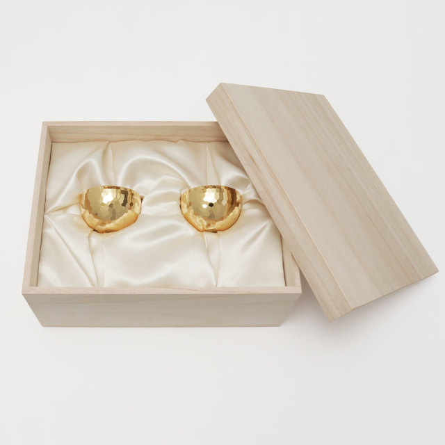 清雅堂 鎚起銅器 ぐい呑み 金鍍金 金鍍金 大