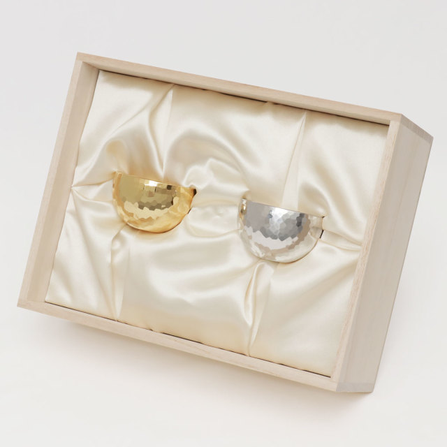 清雅堂 鎚起銅器 ぐい呑み 金鍍金 銀鍍金 大