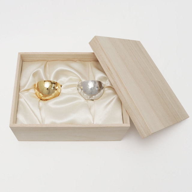 清雅堂 鎚起銅器 ぐい呑み 金鍍金 銀鍍金 大