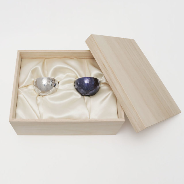 清雅堂 鎚起銅器 ぐい呑み 銀鍍金 紫銅 大