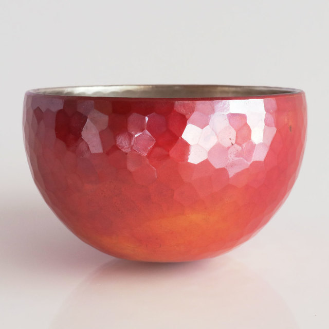 清雅堂 紫金色 桜桃文 銘々皿 鎚起銅器 燕三条 共箱 栞