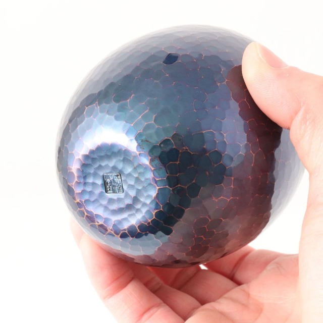 清雅堂］鎚起銅器｜酒器｜手作り銅器「焼酎カップ」青藍色（紫銅色