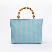 ［IONO］小千谷縮布（おぢやちぢみふ） バッグ 雪縞 浅葱色（あさぎいろ）[IONOバッグ雪縞浅葱]