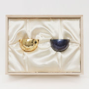 清雅堂 鎚起銅器 ぐい呑み 金鍍金 紫銅 大