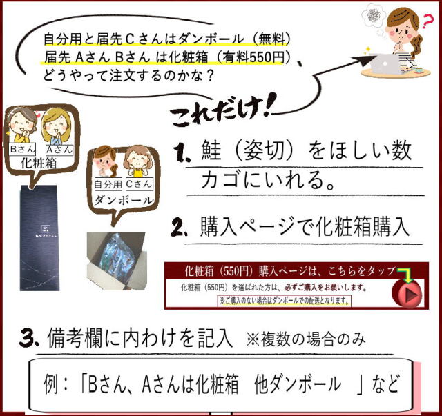 鮭姿切り化粧箱550円　説明1