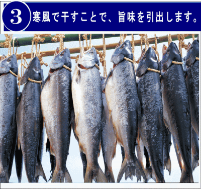 鮭　寒風で干し上げる