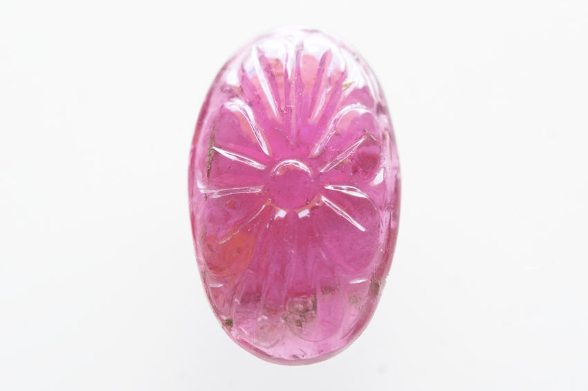 ピンクトルマリン（カービング）【42】天然石ルース・カボション　（16×10mm）