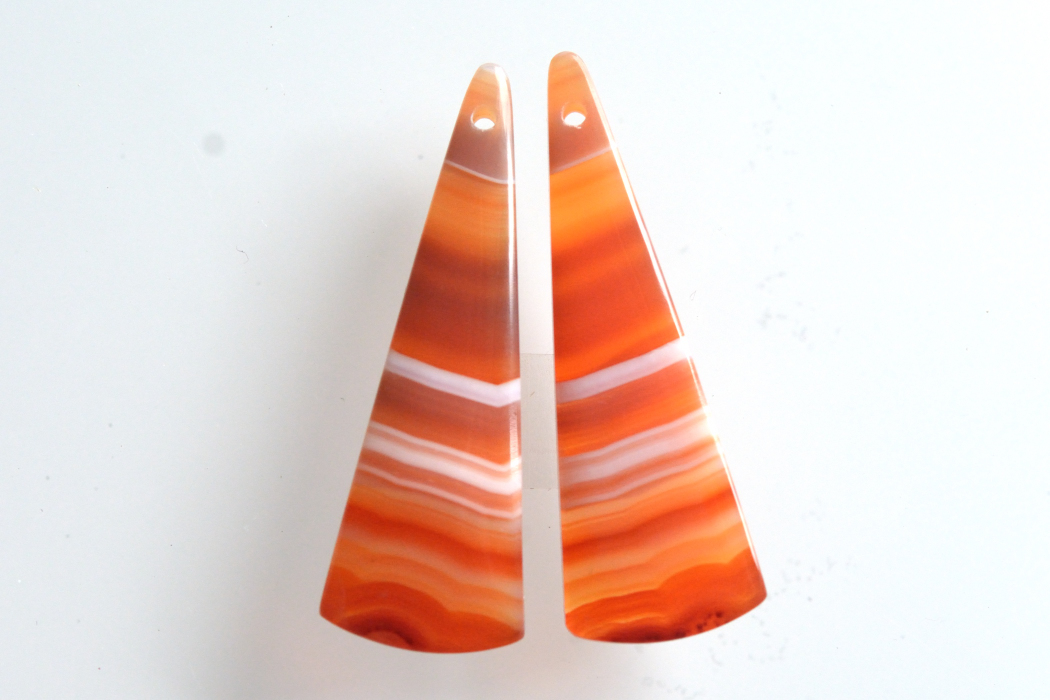 サードオニキス（紅縞瑪瑙）・ペア　穴あき【22】ルース・カボション（×mm）