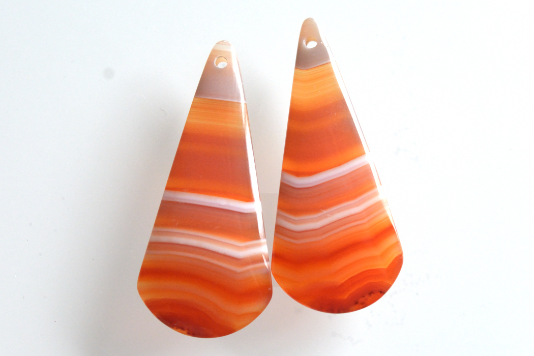 サードオニキス（紅縞瑪瑙）・ペア　穴あき【24】ルース・カボション（×mm）