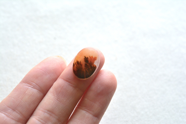 デンドリティックアゲート【15】ルース・カボション　（17×12mm）