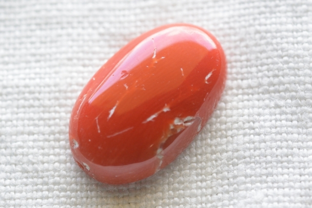 天然赤珊瑚【4】ルース・カボション　（17.5×11mm）