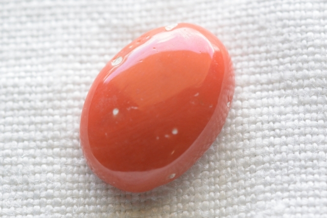 天然赤珊瑚【6】ルース・カボション　（15×11mm）