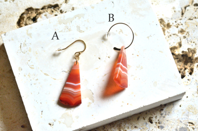 サードオニキス（紅縞瑪瑙）・ペア　イヤリングサンプル1