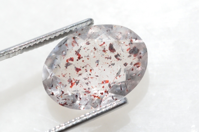 レピドクロサイトinクォーツ（ストロベリークォーツ）/ファセットカット【16】天然石ルース・カボション（16×12mm）