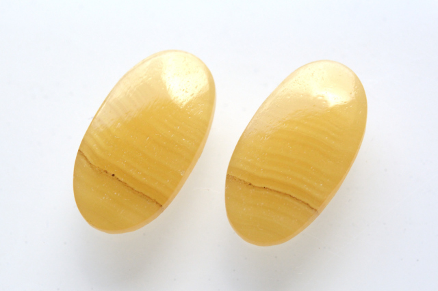 イエローアゲート(ペア)【1】ルース・カボション　（22×12mm）