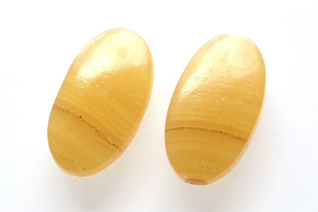 イエローアゲート(ペア)【4】ルース・カボション　（23.5×13.5mm）