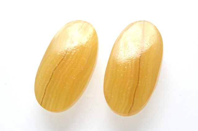イエローアゲート(ペア)【7】ルース・カボション　（26×13.5mm）