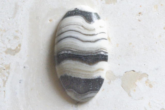 ゼブラカルサイト【10】ルース・カボション（35×20mm）