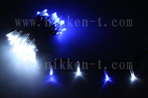 LEDイルミネーション、ストリング(ストレート)、常点、プロ仕様(V4)、100球、黒コード、ブルー/ホワイト交互ミックス