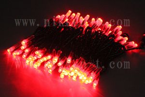 LEDイルミネーション、ストリング(ストレート)、常点、プロ仕様(V4)、100球、黒コード、レッド