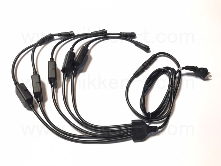 ２芯　５分割延長コード　ブラックコード　Ver2　(KL型番用）