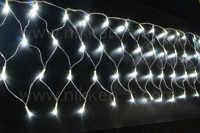 W300×H50ｃｍ　ＬＥＤネックレスつららライト　96球　RY2　ホワイト　常点電源コード付