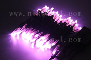 LEDイルミネーション、ストリング(ストレート)、2回路点滅、プロ仕様(V4)、100球、黒コード、ライトピンク（薄ピンク）
