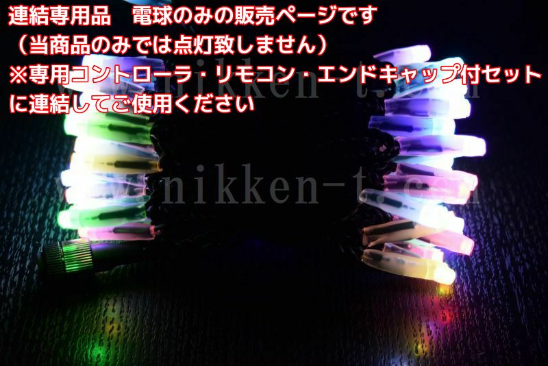 ※電球のみ※　AC 2芯制御 RGB LEDストリング、プロ仕様(V4)、10m、99球、黒コード