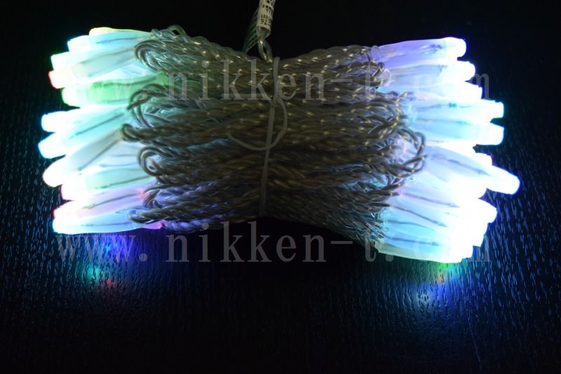 AC 2芯制御 RGB LEDストリング、プロ仕様(V4)、10m、99球、シルバーコード、専用コントローラ・リモコン・エンドキャップ付