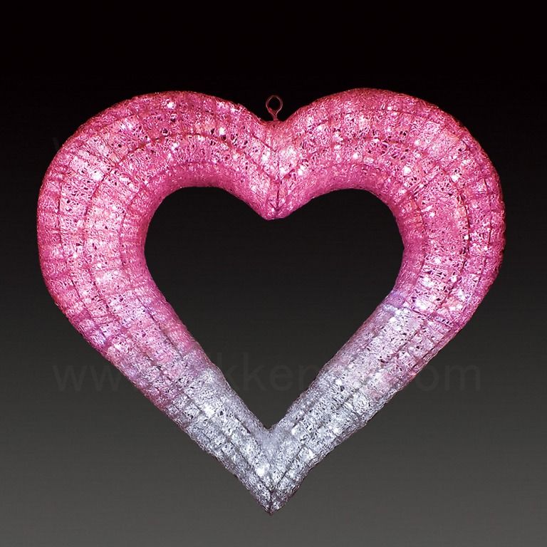 W65×D13×H59ｃｍ　LEDクリスタルグロー　ハート　ホワイトピンク