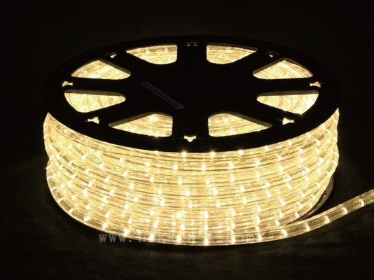 13mm2芯、LEDロープ(チューブ)ライト、電球色(イエローゴールド)、50m
