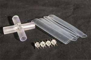 10mm、2芯、ロープ(チューブ)ライト、Ｘ型コネクタ、固定タイプ