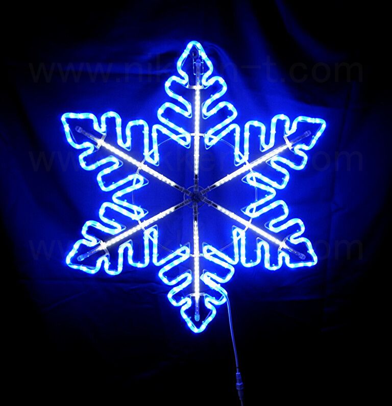 80cm×80cm　フローイングスノーフレーク　白・ブルー　送料別途要