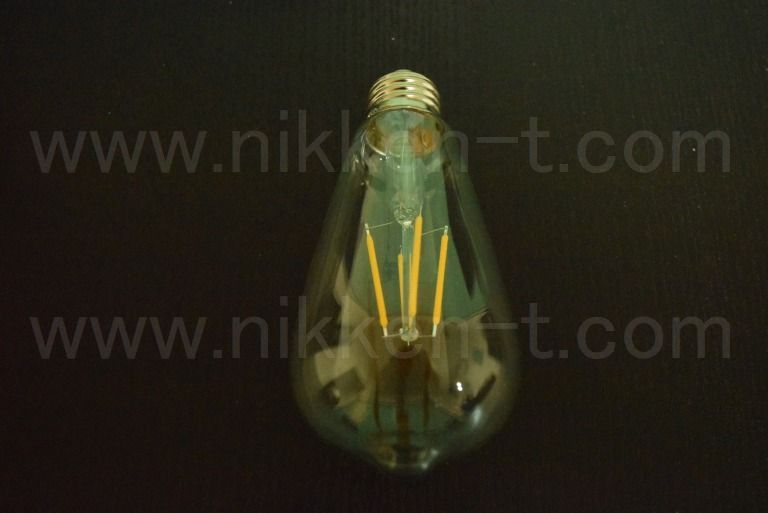 フィラメント型LEDクリア電球(CS)、E26、ST58型、AC100V、4W、電球色(2700-3000K)