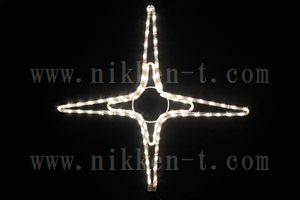 2Dロープモチーフ、シャイニングスター、タイプB(中・4放射)、66cm x 66cm、電球色（イエローゴールド）