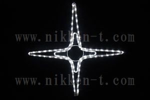 2Dロープモチーフ、シャイニングスター、タイプB(中・4放射)、66cm x 66cm、ホワイト