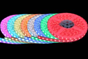 防水型LEDテープライト、SMD5050型(R3)、RGB(フルカラー)、300球、5m巻、白基板、シリコンチューブ、IP65、部品別売り、エンド側コード無し