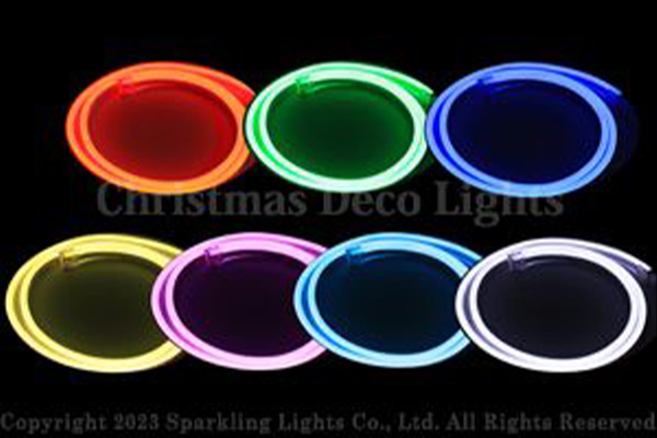 RGB3ch LEDネオンフレックス RW10-D1-24、上面発光(水平曲げ・ドーム型)、DC24V、幅10mm、PVCチューブ、長さ2m  部品別売り