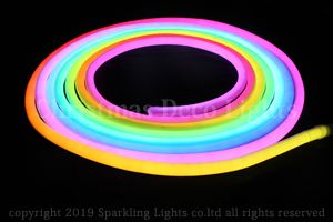 丸型360°SPI対応 LEDネオンフレックス SW18-R1、DC24V、直径18mm、PVCチューブ、長さ10m、RGB  部品別売り
