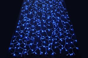 LEDイルミネーション、カーテンライト、縦横連結可能、常点、縦方向連結セット、プロ仕様(V4)、250球、ブルー