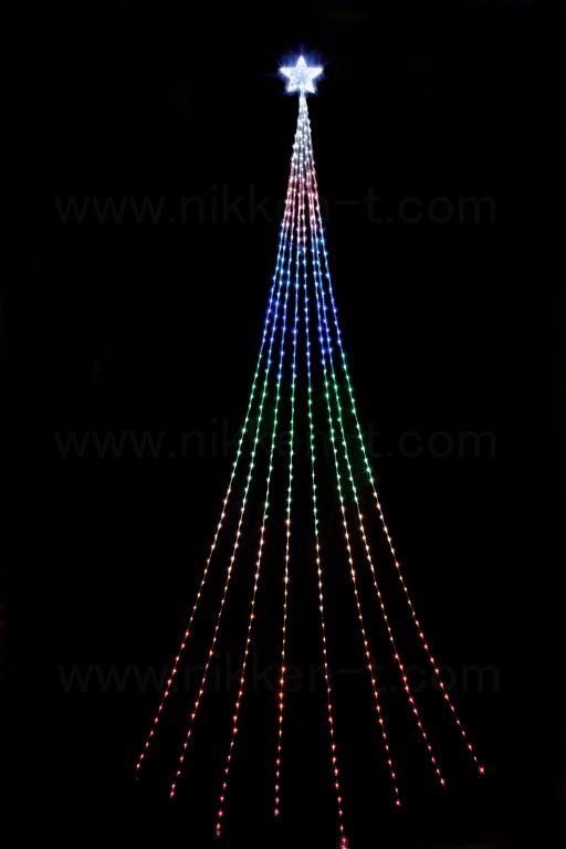 LEDナイアガラライト レインボー　690球　8ｍ　(トゥインクルホワイトトップスター付)　
