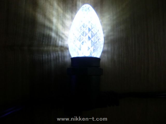 C7型LED電球、E12ソケット用、ホワイト25球　（ソケット付コード別売り）