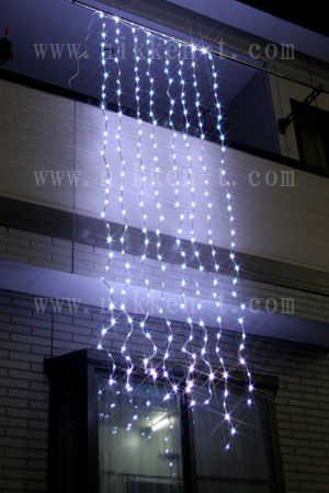 LEDイルミネーション、ウオーターフォールカーテン、上下方向点滅、256球 LEDイルミネーション、ウオーターフォールカーテン、上下方向