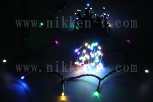 LEDイルミネーション、ストリング(ストレート)、常点、プロ仕様(V4)、100球、黒コード、5色マルチ(ホワイト、ピンク、ブルー、電球色、グリーン)