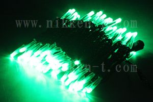 LEDイルミネーション、ストリング(ストレート)、常点、プロ仕様(V4)、100球、黒コード、グリーン