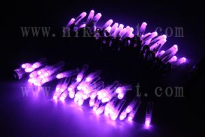 LEDイルミネーション、ストリング(ストレート)、常点、プロ仕様(V4)、100球、黒コード、ライトパープル（薄紫）