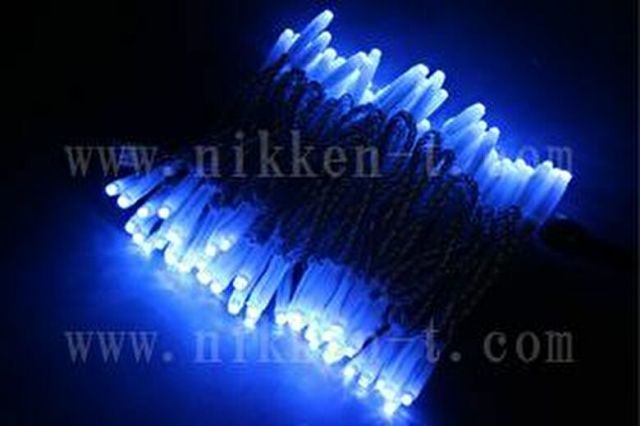 LEDイルミネーション、ストリング(ストレート)、常点、プロ仕様(V4)、100球、シルバーコード、ブルー