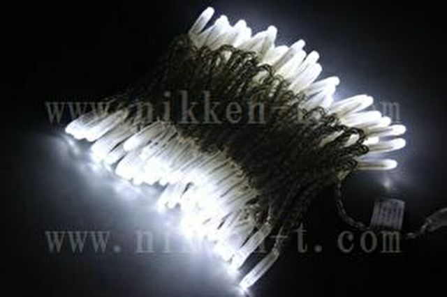 LEDイルミネーション、ストリング(ストレート)、常点、プロ仕様(V4)、100球、シルバーコード、ホワイト